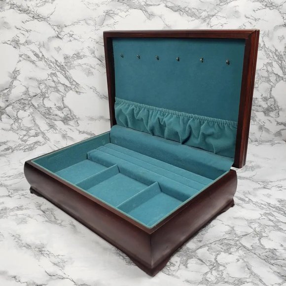 Jewelry Box Solid Wood Made In USA Vintage - Picture 3 of 11